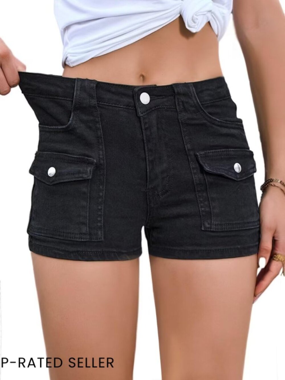 Mid Waisted Stretchy Denim Shorts Vintage Retro Bodycon Club Night Wear